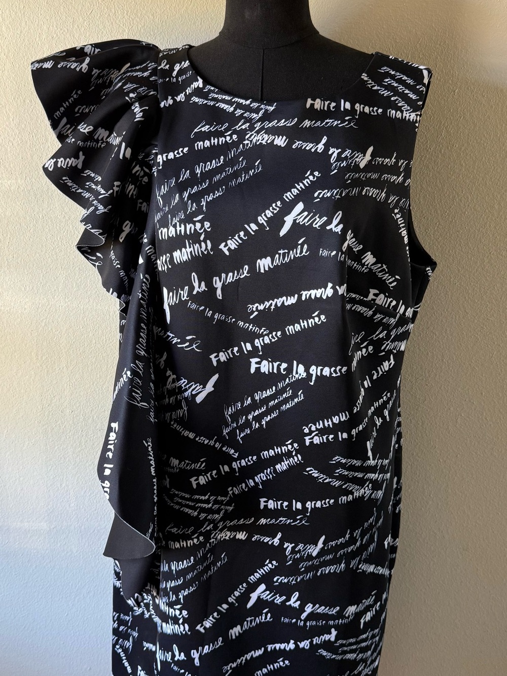 Eloquii Black & White One-Shoulder Ruffle Sheath Dress